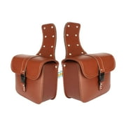 TTETTZ 2 Pieces Motorcycles Saddlebags Side Bag for Motorbike Electric Vehicle Brown